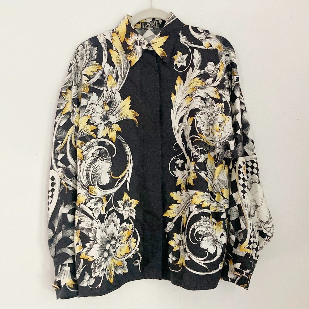 Versace Couture F/W 1992 'Il Leone' Men's Silk Button Down Collar Shirt, Size 42